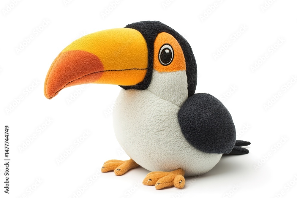 Naklejka premium A cute and colorful toucan with its oversized beak, isolated on a plain white background