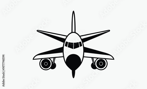 airplane silhouette, airplane silhouette vector, aircraft icon graphic, flight shape outline, black white airplane, aviation symbol design, jet plane illustration, flying vehicle form, minimal plane a