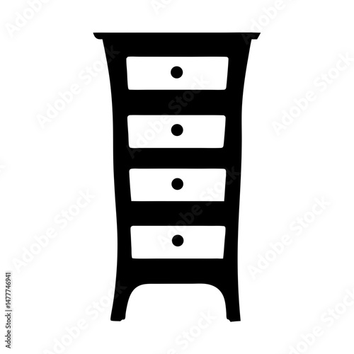 chest of drawers vector silhouette icon - perfect for furniture icons, decals, or SVG crafts.