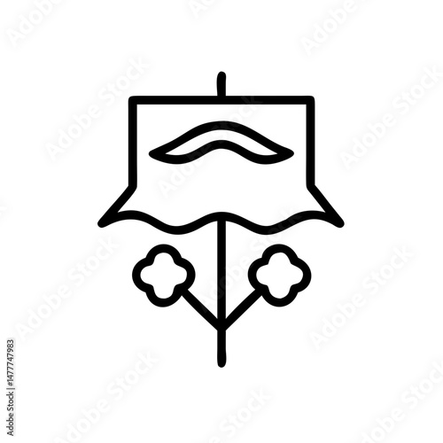 Abstract flag or standard icon on transparent background, stylized with leaves. Concept of nature banner or ecological symbol, perfect for modern website design.