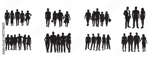 Set of Men and Women Silhouette Vector, on isolated white background
