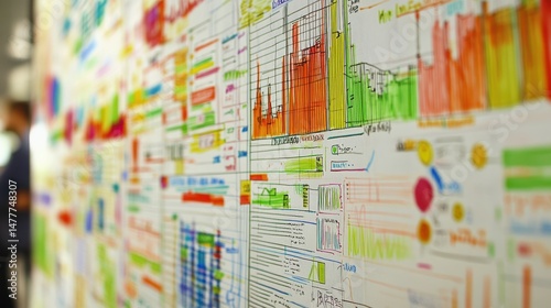Expressive hand-drawn business concept art featuring KPI tracking illustrations, organizational structure diagrams, and innovative solution brainstorms.
