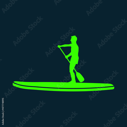 Stand up paddle board trendy artwork handsome abstract vector illustration colorful applicable design