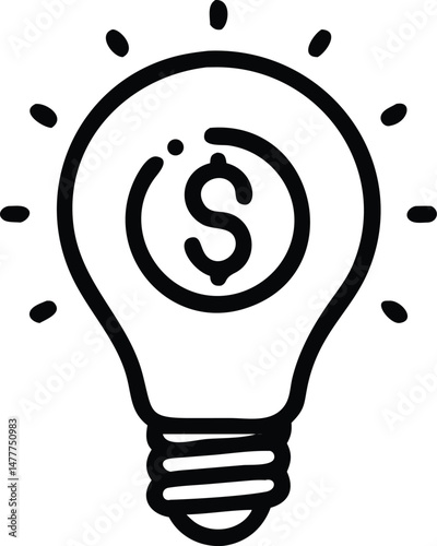 Illuminated light bulb icon representing creative business innovation and the power of a new idea