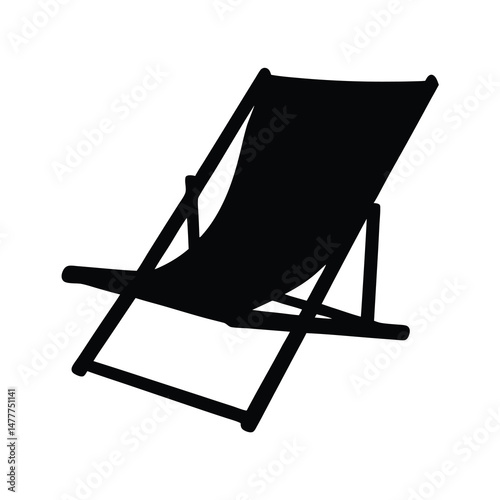 deck chair vector silhouette icon - perfect for furniture icons, decals, or eps crafts.