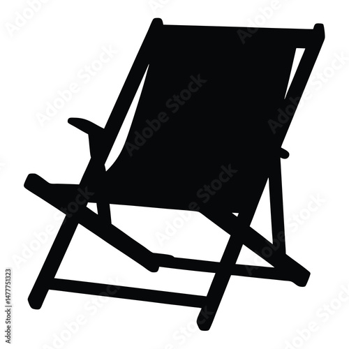 deck chair vector silhouette icon - perfect for furniture icons, decals, or eps crafts.