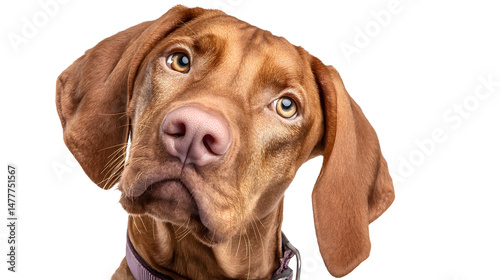 A portrait of a lovable brown dog with a playful inquisitive expression highlighting its soft fur expressive eyes and endearing features