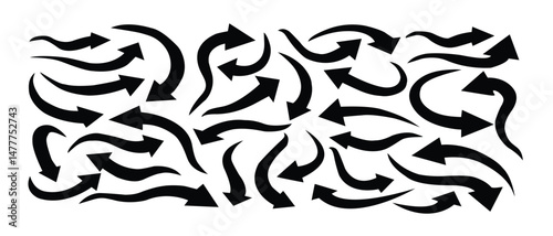 Black silhouette arrows. Flat style icons.Arrow And Cursor Icons.Arrow icon set isolated on white background.Arrows.
