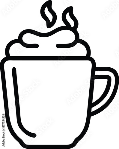 A steaming hot beverage icon featuring a coffee cup, perfect for cafe and breakfast designs
