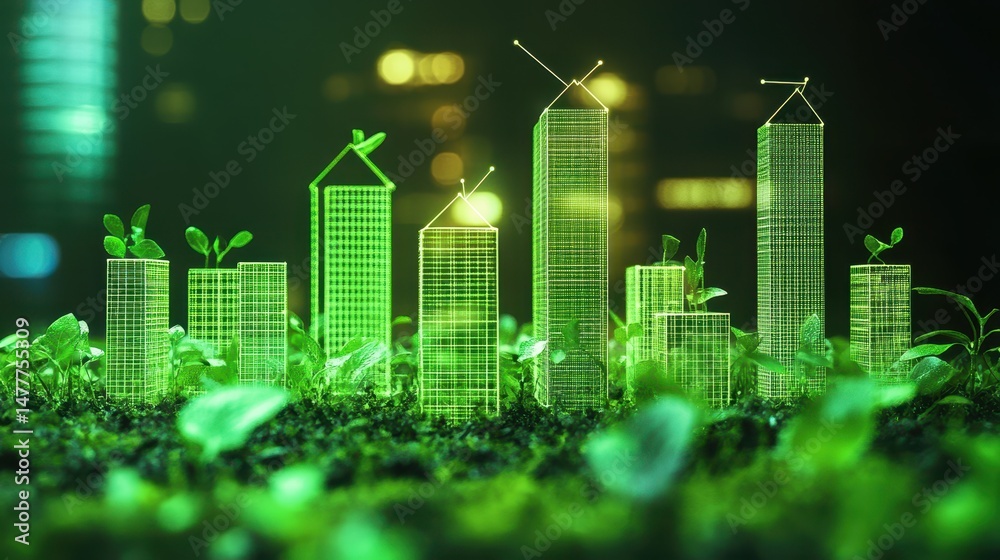Fototapeta premium Green supply chain management emphasizes optimizing sustainability throughout the entire process.