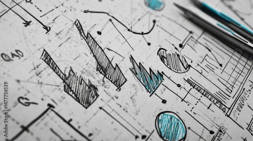 Hand-Drawn Business Doodles Representing Operational Flow, Market Segmentation, and Strategic Goals.