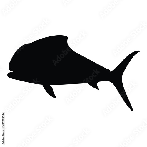 dorado mahi mahi vector silhouette icon - ideal for fishing logos, seafood icons, and aquatic-themed graphics.