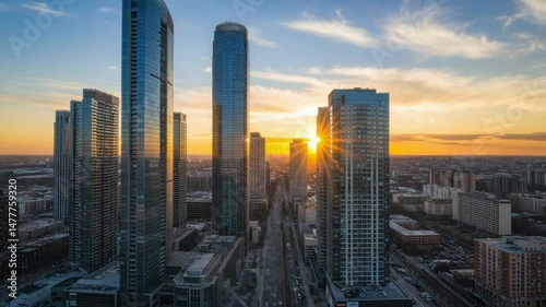 City skyline sunset view