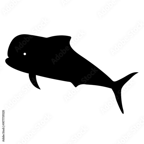 dorado mahi mahi vector silhouette icon - ideal for fishing logos, seafood icons, and aquatic-themed graphics.