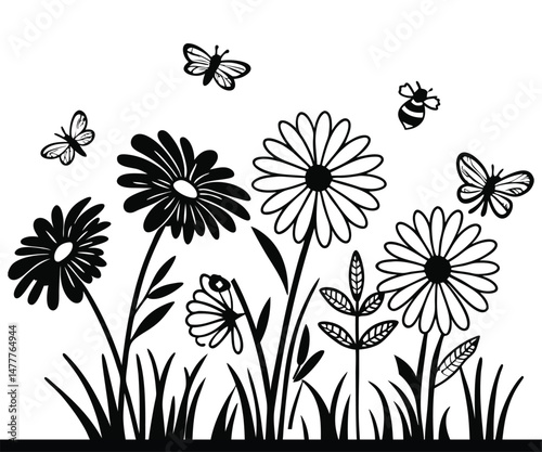 Bee honey hunting in garden from flower 6