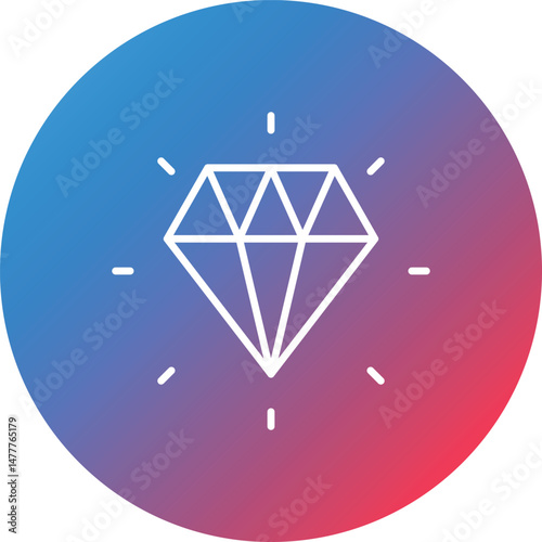 Diamond Line Gradient Circle Background Icon