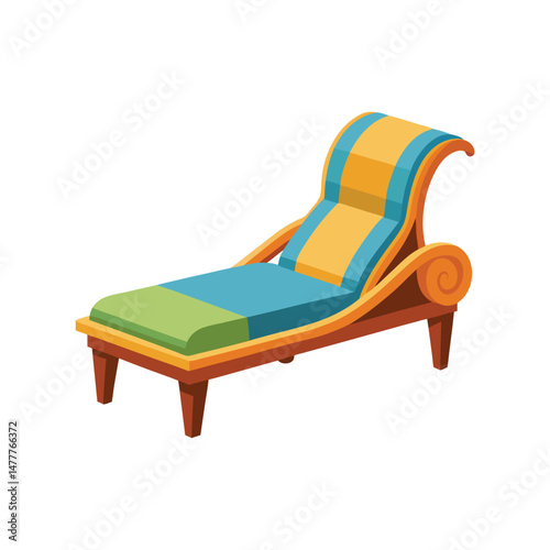 chaise longue furniture vector art illustration