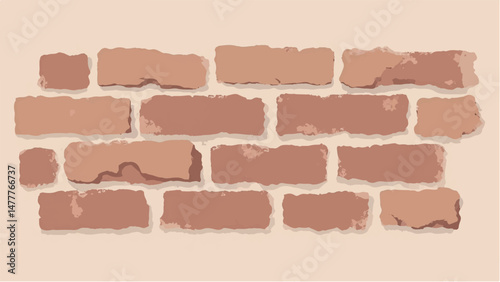 Brick wall background. Close-Up View of Classic Brick Wall. Illustration of a Red Brick Wall with Weathered and Textured Surface