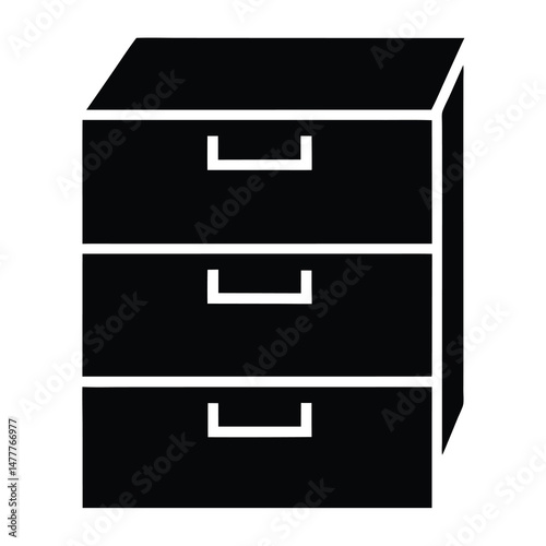 filing cabinet vector silhouette icon - perfect for furniture icons, decals, or eps crafts.