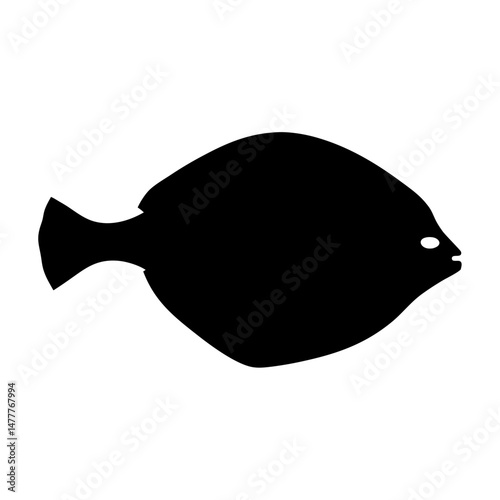 flounder vector silhouette icon - ideal for fishing logos, seafood icons, and aquatic-themed graphics.