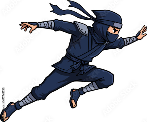 Stealthy Ninja Warrior in Action Dynamic Anime Illustration