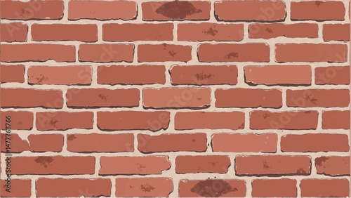 Brick wall background. Close-Up View of Classic Brick Wall. Illustration of a Red Brick Wall with Weathered and Textured Surface