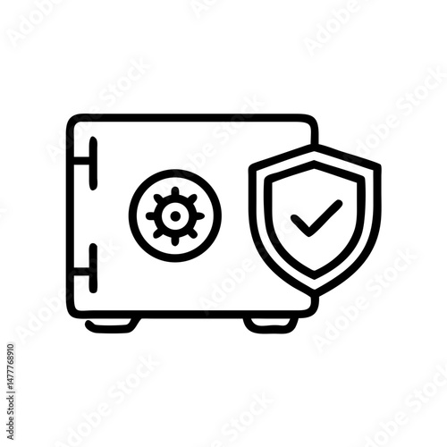 Safe with shield symbolizing security and insurance concept  