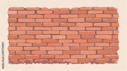 Brick wall background. Close-Up View of Classic Brick Wall. Illustration of a Red Brick Wall with Weathered and Textured Surface