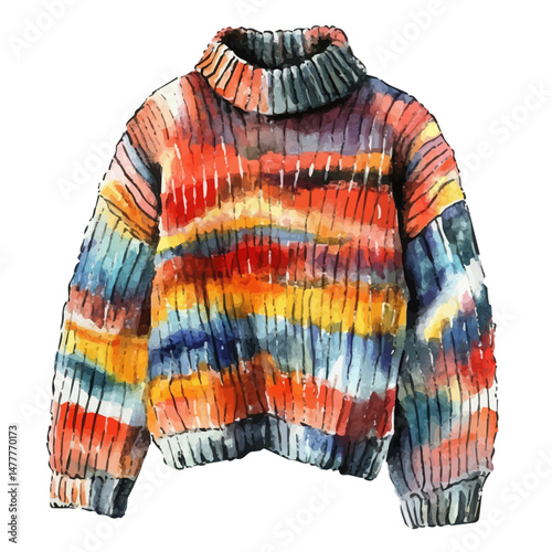 watercolor of Sweater, isolated on a white background.