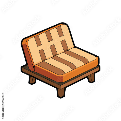 futon furniture vector art illustration