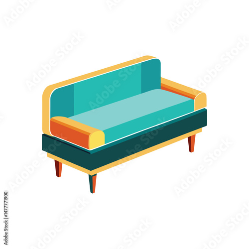 sofa bed furniture vector art illustration