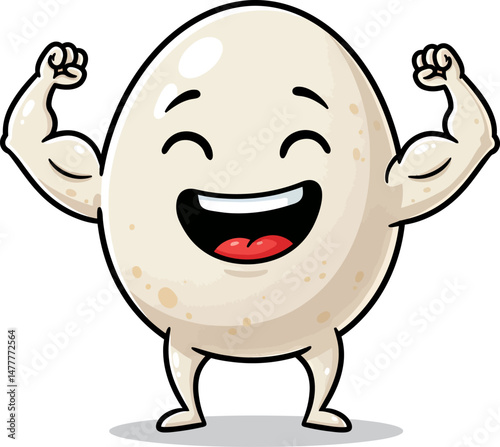 Strong and Happy Egg Cartoon Character Illustration