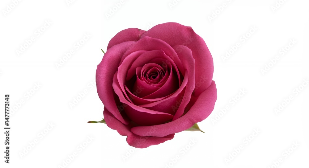 Single magenta rose bloom on white background for design and commercial use Single magenta rose bloom on white background for design and commercial use