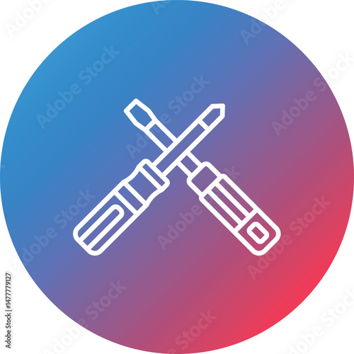 Screwdriver Line Gradient Circle Background Icon