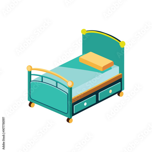 trundle bed furniture vector art illustration on white background