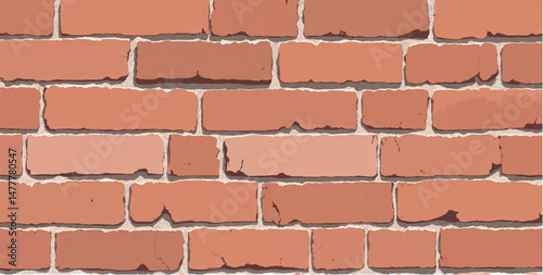 Brick wall background. Close-Up View of Classic Brick Wall. Illustration of a Red Brick Wall with Weathered and Textured Surface