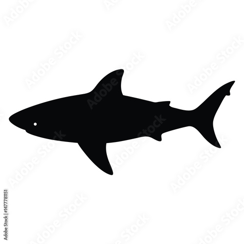 great white shark vector silhouette icon - ideal for fishing logos, seafood icons, and aquatic-themed graphics.