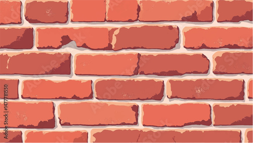 Brick wall background. Close-Up View of Classic Brick Wall. Illustration of a Red Brick Wall with Weathered and Textured Surface