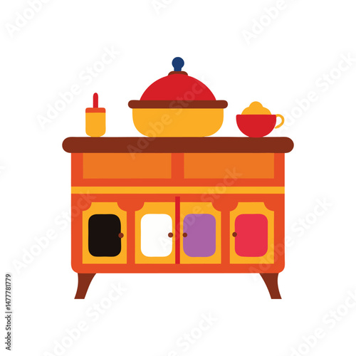 buffet furniture vector art illustration