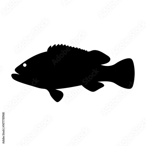 Bild auf Leinwand grouper vector silhouette icon - ideal for fishing logos, seafood icons, and aquatic-themed graphics