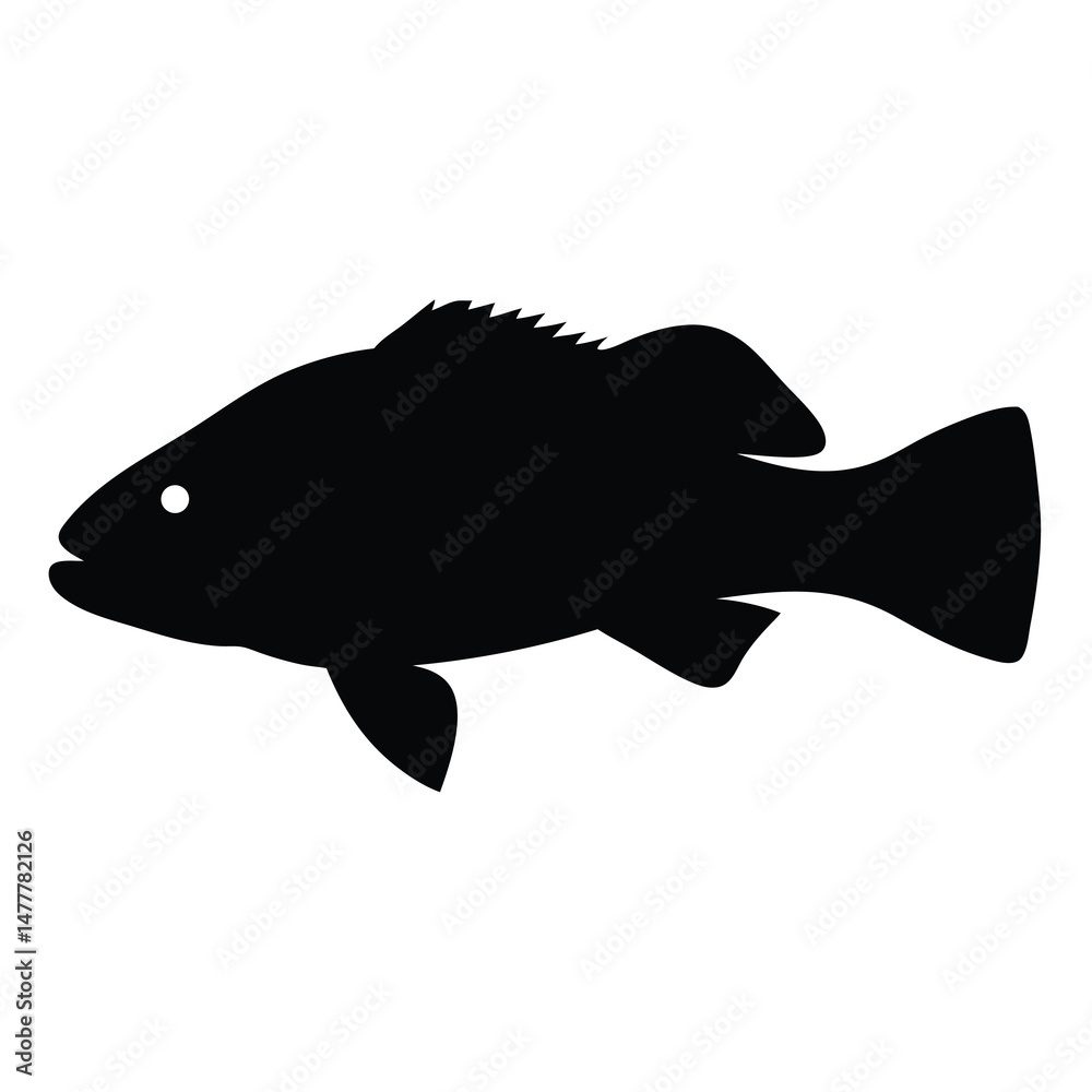 grouper vector silhouette icon - ideal for fishing logos, seafood icons, and aquatic-themed graphics. grouper vector silhouette icon - ideal for fishing logos, seafood icons, and aquatic-themed graphics.