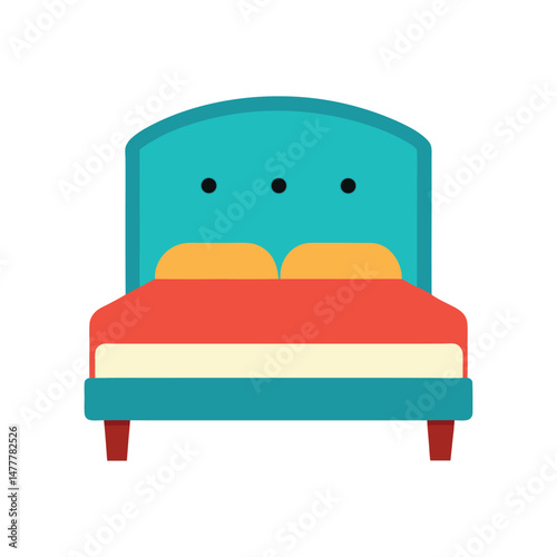 upholstered bed furniture vector art illustration