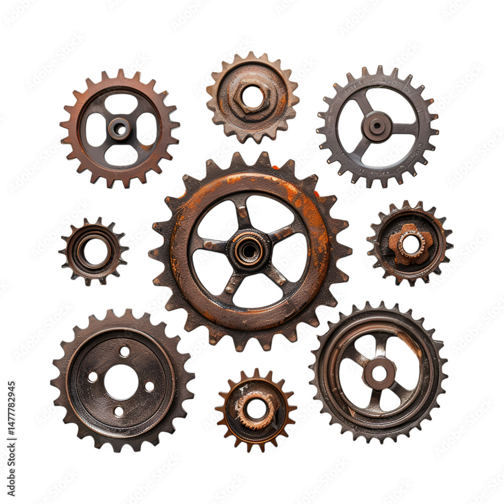 Rusty Gears Interlocking Mechanism Teamwork Transparent Background Industrial Design Rusty Gears Interlocking Mechanism Teamwork Transparent Background Industrial Design