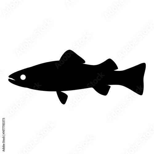 hake vector silhouette icon - ideal for fishing logos, seafood icons, and aquatic-themed graphics.