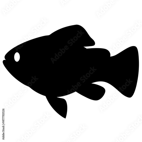 hake vector silhouette icon - ideal for fishing logos, seafood icons, and aquatic-themed graphics.