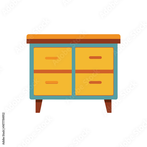 sideboard furniture vector art illustration