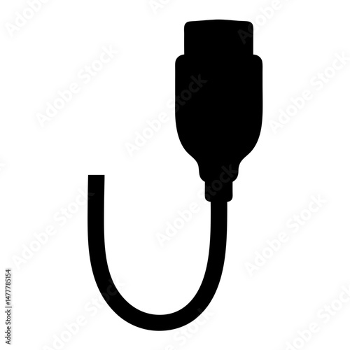 hdmi cablevector silhouette icon - perfect for electronics-themed crafts, decals, or SVG projects.