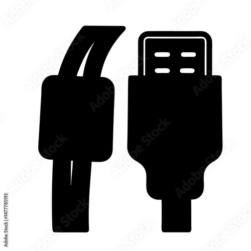 hdmi cablevector silhouette icon - perfect for electronics-themed crafts, decals, or SVG projects.