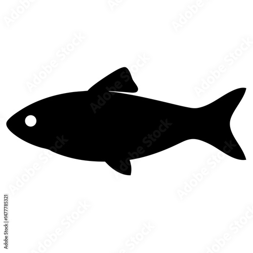 herring vector silhouette icon - ideal for fishing logos, seafood icons, and aquatic-themed graphics.