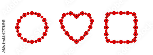 Poppy Frame Shape Set - Circle, Heart, Rectangle Borders
Memorial Day Poppy Border Designs for Remembrance